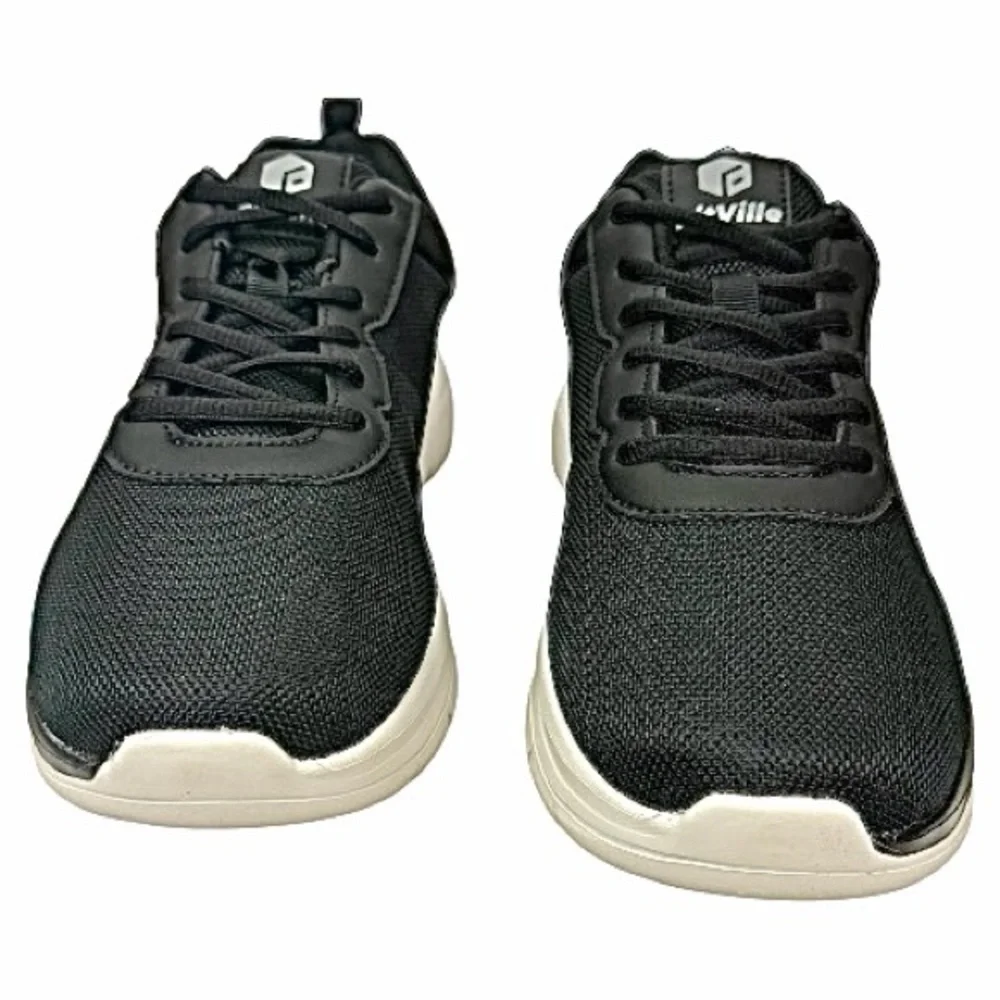 FitVille Men’s Walking Shoes – Wide Width 9.5 EW Black Max Cushioning Sneakers